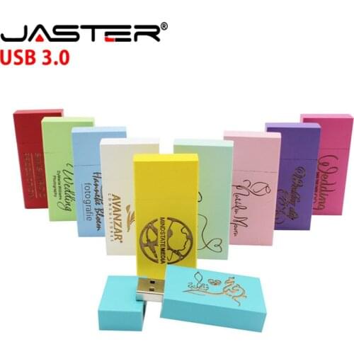 JASTER USB 3.0 LOGO personalized wooden colorful building blocks creative gift U disk Pendrive 4G 8GB 16GB 32GB 64GB custom logo