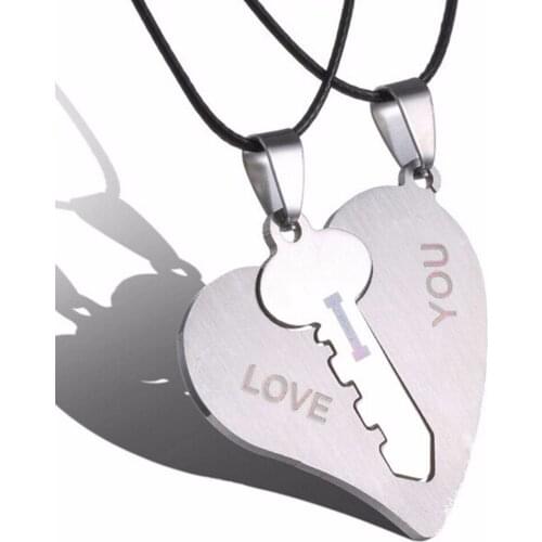 Couple Necklace Pendant Love Heart Puzzle Matching For Lovers Memorial Day Gift Lock And Key Pendant Necklace