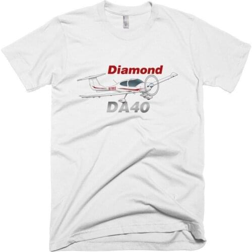 100% Cotton Print Mens Summer O-Neck Diamond DA-40 (Red/Silver) Airplane T-shirt- Personalized with N# Tee Shirt