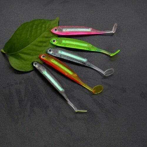 Rainbow Color Fishing Soft Bait 1.7G 2.3G 2.7G T Tail fish Fishing Lures Sequin Swing Fishing Spinner Bait 5Pcs/lot