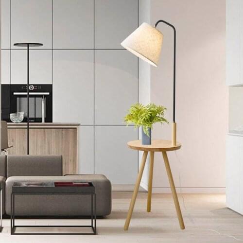 Nordic modern solid wood&cotton fabric lampshade floor lamp E27 220V coffee table floor lamp for living room bedroom hotel room
