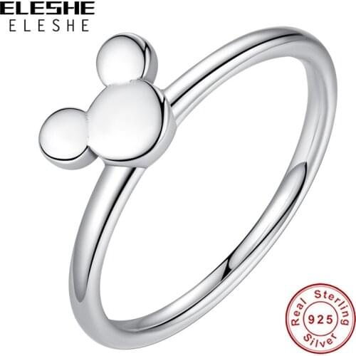 New Fashion Real 925 Sterling Silver Cute Cartoon Minnie Rings For Women Girls Original Silver 925 Jewelry Rings
