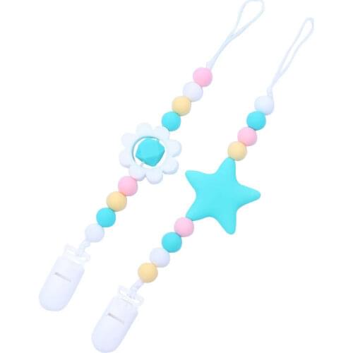 New Handmade Silicone Pacifier Chains Safe Teething Star Silicone Beads Baby Dummy Nipple Holder Baby Molar Toy Gift