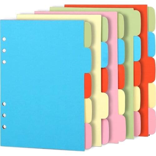 10 Sets A6 Subject Dividers Paper Sheet, Punched File Card Dividers,Tabbed Index Divider for Notebook Insert Planner