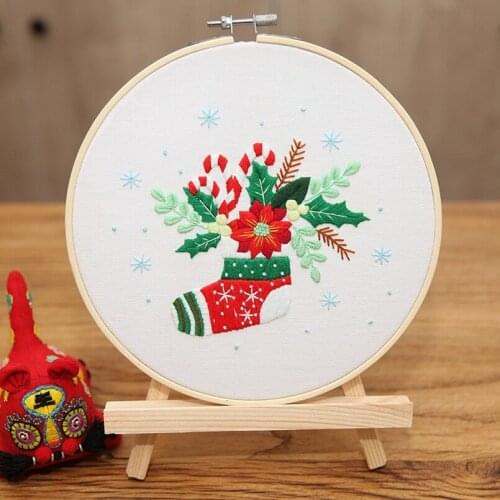 Christmas Embroidery Kits for Beginners Christmas Stocking Embroidery Starter Kits Embroidery Pattern Craft Kits English Manual