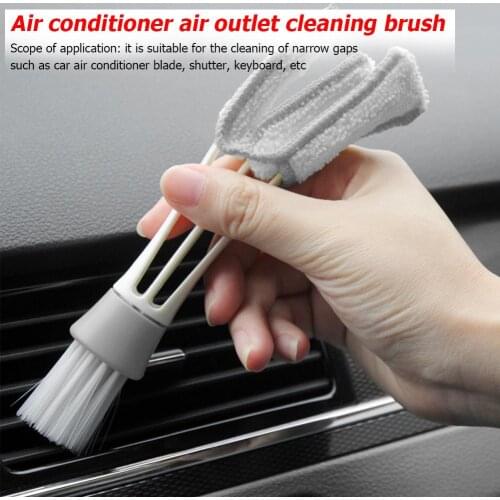 2 in 1 Car Air Conditioner Vent Slit Cleaning Brush Window Blinds Keyboard Brush Elastic Handle Grasp Smoothly Practical
