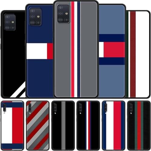 Luxury Brand Stripe Silicone Phone Case for Samsung Galaxy A51 A52 A71 A72 A91 A42 A41 A32 5G A31 A21s A11 A02s A03s Coque Cover