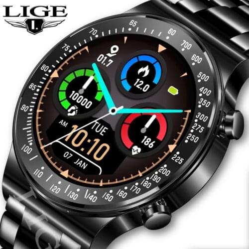 LIGE Fashion Smart Watch Men Fitness Tracking Dial Heart Rate Detection 1G Memory Multi-Sport Mode Watch Waterproof Smartwatch