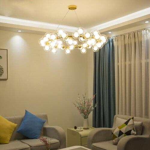 European design living room led chandelier modern creativity American branch chandelier glass ball dining room Iron Chandelier