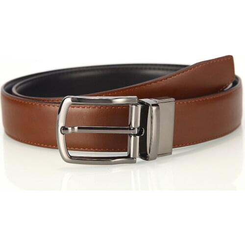 Ta-weo Brown & Black Reversible Belts, Fashion Business Mens Leather Belt, Pin Buckle Belt, Designer Belts Men High Quality