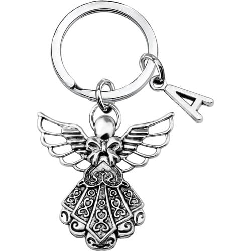 European And American Gifts 26 English Letters Guardian Angel Wings Bow Gifts For Various Occasions Keychains