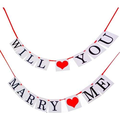 WILL YOU MARRY ME Wedding Party Banner Bunting Garland Decoration Photo Props
