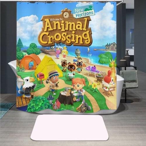 New Arrival Animal Crossing 3D Print Shower Curtain Polyester Fabric Bathroom Curtain Waterproof Hook Bath Curtain