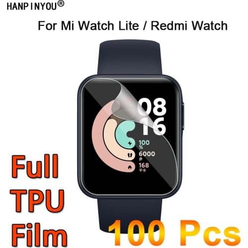 100 Pcs For Xiaomi Mi Watch Lite / Redmi Watch Bracelet Full Cover Clear Soft TPU Film Screen Protector- Not Tempered Glass