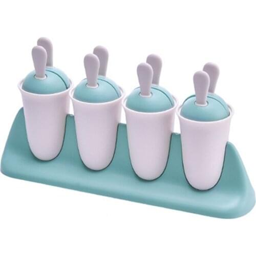 1PCS Summer 4 Cell DIY Ice Cream Popsicle Molds Cooking Tools Rectangle Shaped Reusable DIY Frozen Ice Cream Pop Baking Moulds
