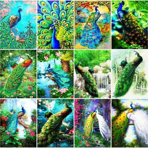 AZQSD Diamond Embroidery Peacock Mosaic Full Square Handmade Diamond Painting Animal Cross Stitch Rhinestones Home Decor