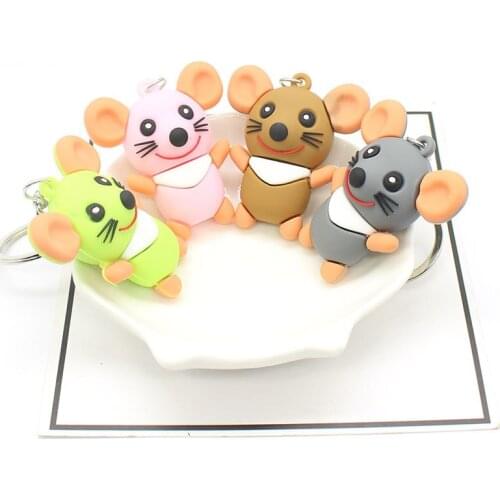 Cartoon keychain cute little mouse year of the mouse PVC soft rubber mouse doll pendant key ring