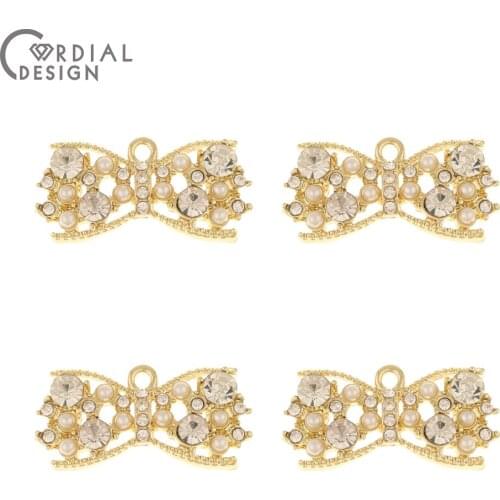 Cordial Design 50Pcs 13*26MM Rhinestone Earrings Pendants/Jewelry Accessories/Bowknot Shape/Jewelry Findings & Components/DIY