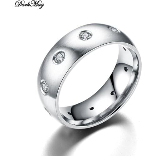 DarkMag Luxruy Female Male Couple Rings For Women Party Gift Round Zircon Stone Rings Exquisite Crystal Wedding Engagement Ring