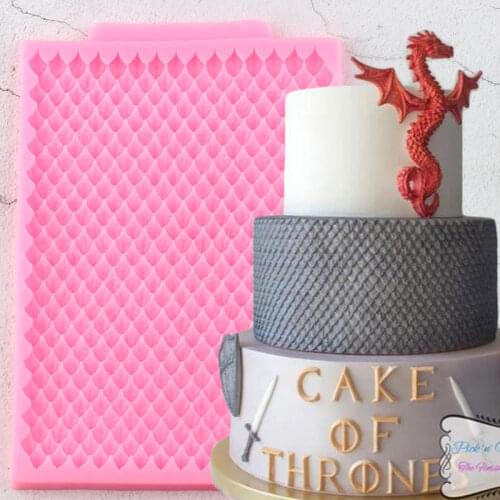 Dragon Scales Cake Border Silicone Lace Molds Baby Birthday Cupcake Topper Fondant Cake Decorating Tools Candy Chocolate Moulds