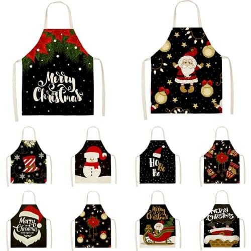 Home Christmas Kitchen Apron Linen Leeveless Women/ Kids Aprons Antifouling Waterproof Home Cleaning Tools Delantal Cocina Mujer