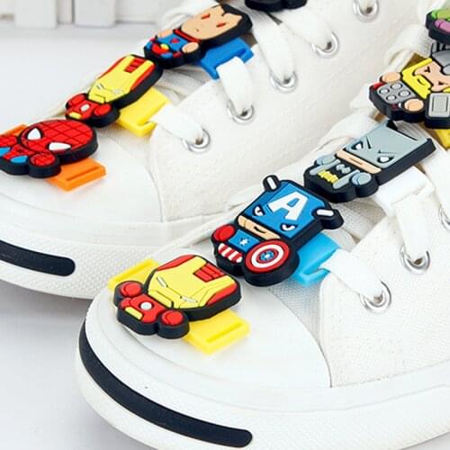 1PCS Marvel The Avengers Iron Man Captain America Hulk Thor Spiderman Toys Accessories Shoe Buckle Action Toy Figure Kids Gifts