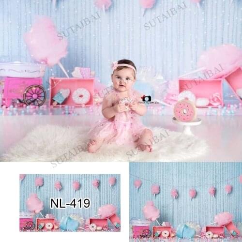 Newborn Ice Cream Photography Background Balloon Gift Cotton Candy Backdrop Children Portrait Party Decorative Prop Photo Studio