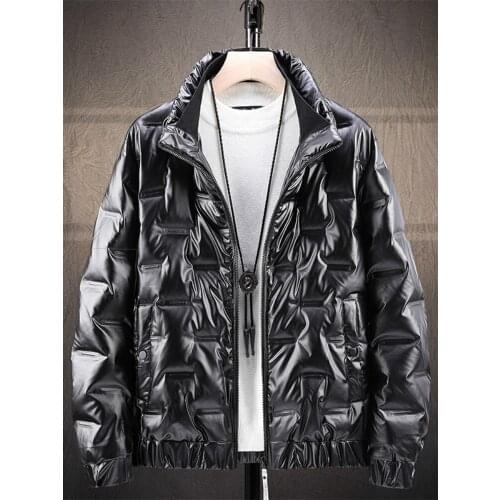 Glossy Down Jacket Mens Stand Collar Fashionable Trendy Coat Winter New Male Thickened Clothing