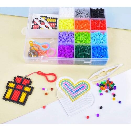 JINLETONG Fuse Bead Set for Kids 4080Pcs 5mm hama beads 12Colors 2mini Pegboards with pattern Perler Iron Hama Compatible Kit