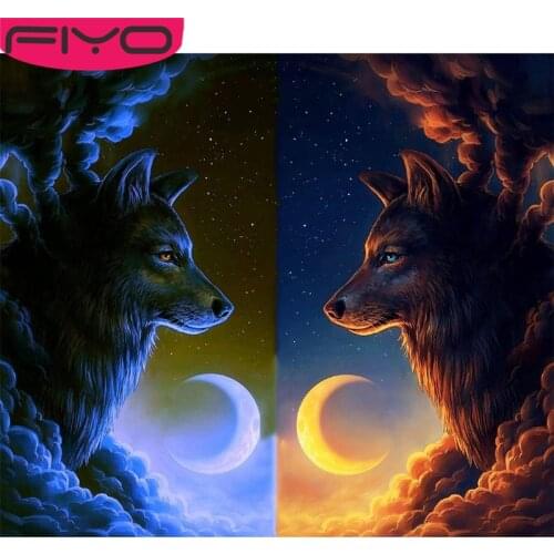 FIYO Art 5D Diy Diamond Painting "Wolf" Diamond Pictures Cross Stitch 3D Rhinestone Embroidery Decor
