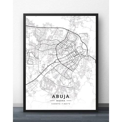 Abuja Lagos Nigeria Map Poster