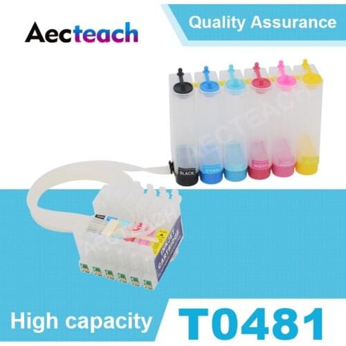 Aecteach Printer Ciss Ink System T0481 T0482 T0483 T0484 T0485 T0486 For Epson Stylus Photo R200 R220 R300 Printer Cartridge