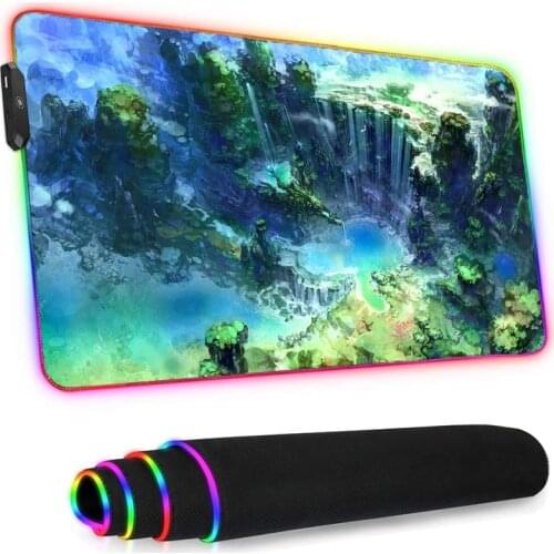 Mouse Pad Rgb Anime Gaming Accessories Rug Cute Genshin Impact Laptops Pc Gamer Keyboard Valorant Wrist Rest Stitch Rubber Desks