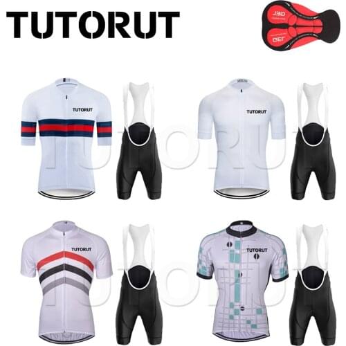 TUTORUT Summer Cycling Set Men Short Sleeved Racing Bicycle Clothing Quick Dry Breathable Team Cycling Jersey With Pockets