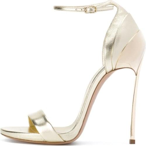 Plus Size 34-45 Runway Fashion Women Stiletto High Heels Sandals Party Wedding Bridal Shoes Golden Silver Peep Toe Ladies Pumps