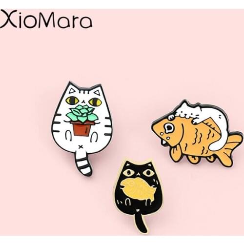 My favorite Fish Enamel Pins Cute Fat Cat Brooches Lapel Badges Cartoon Jewelry Gifts for Friend Wholesale Pin