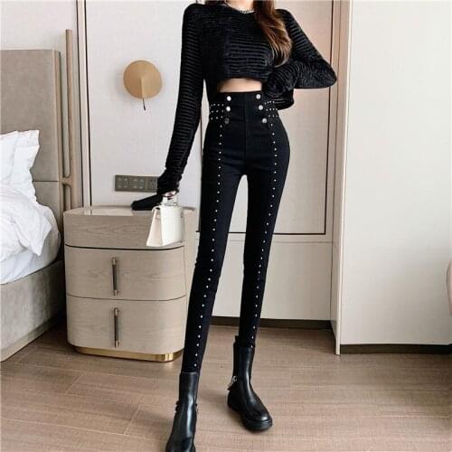 2021New Jeans Women High Waist Jeans Woman High Elastic Plus Size Pants Stretch Female Washed Denim Pants Skinny Pencil Trousers