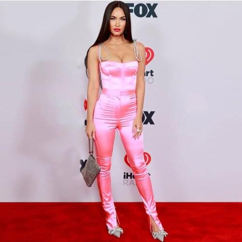 2021 autumn new womens jumpsuit sexy spaghetti strapless tight dress lace-up celebrity designer fashion party jumpsuit