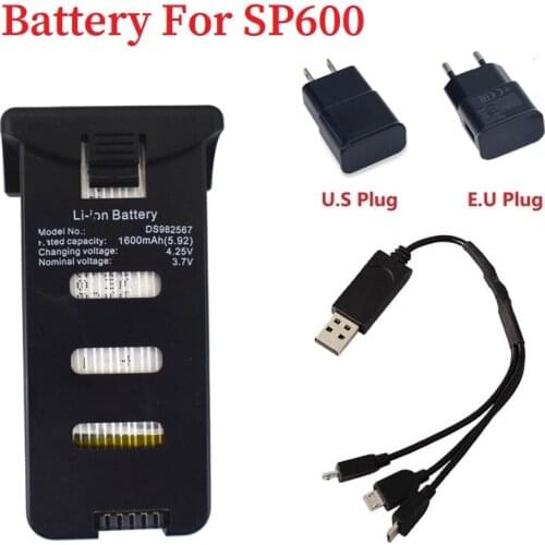 Original 3.7V 1600mAh Lipo Battery For SP600 Drone RC Quadcopter Spare Parts for 3.7V Rechargeable Battery with 3 in1 charger