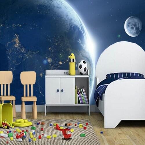 Natural landscape wallpaper, Earth Star murals for bedroom children room ceiling wall wallpaper PVC papel de parede