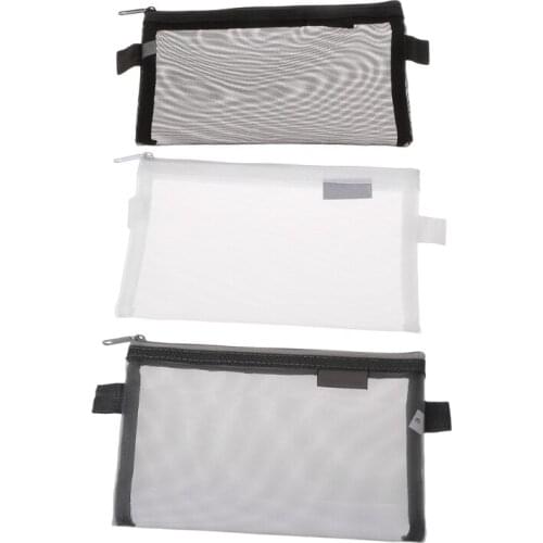 Simple Transparent Mesh Pencil Case Office Student Nylon School Supplies Pen Box