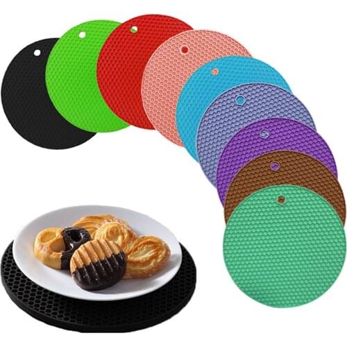 Kitchen Silicone Pot Mat Set Round Heat Resistant Trivet Rest Cup Coasters Non-slip Holder Table Placemat Kitchen Accessories