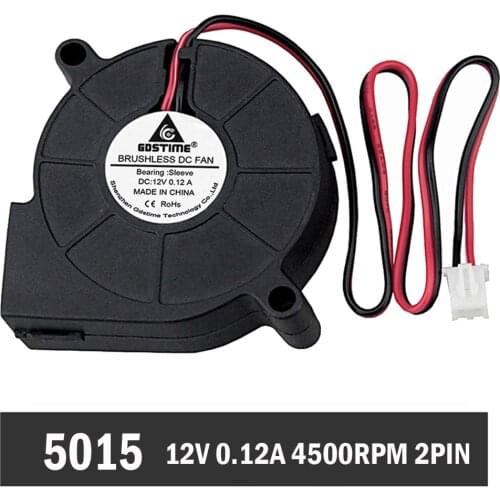 Gdstime 50mmx50mmx15mm 0.12A 12V 2Pin 5cm Radial PC Computer DC Cooling Blower Fan 5015 4500RPM