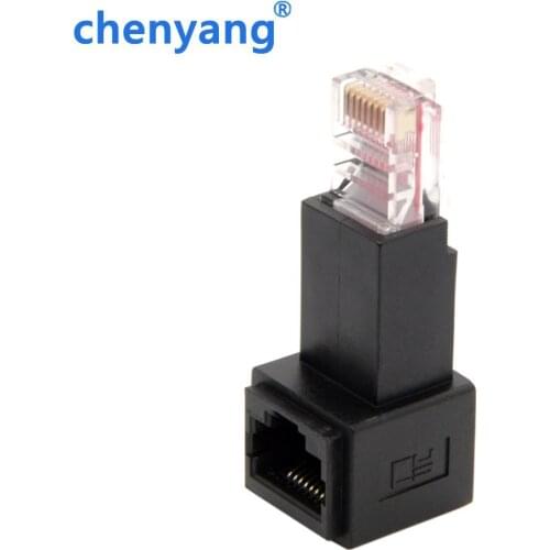 Down Angled 90 Degree 8P8C FTP STP UTP Cat 5e Male to Female Lan Ethernet Network Extension Adapter