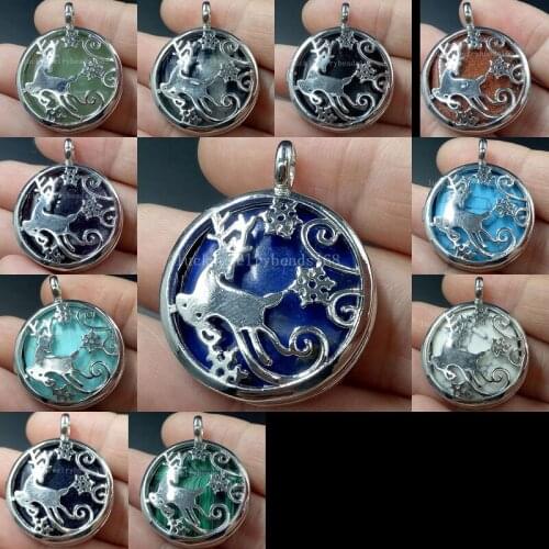 26mm Lapis Lazuli Crystal Goldstone Malachite Crystal Unikate Howlite Aventurine A Opal Scenery Tree Pendant Bead WFH325