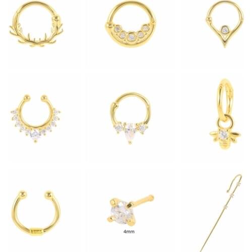 CANNER Round Nose Ring Puncture Earrings For Women 925 Sterling Silver Piercing Stud Earrings Pendientes Plata 2021 Fine Jewelry