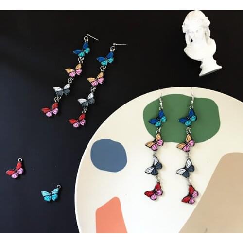 Creative DIY Fashion Long Tassel Colorful Butterfly Drop Earrings for Girls Women Lovely Animal Butterflies Dangle Earrings 2020