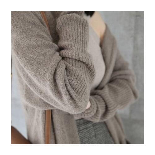 Female Cardigan Long 2020 New Autumn Long Sleeve Plus Size Solid Women Sweater Pockets Women Knitted Jacket Tops LX1355