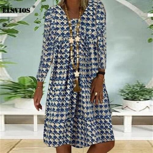 New Print O Neck Pacthwork Dress Female Autumn Fashion Long Sleeve Mid-length Dress Casual Elegant Office Lady Pullover Dresses