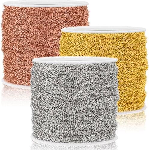 1M/lot Stainless Steel Gold Rose Gold Chain For DIY Jewelry Making Accessories Handmade Wallet Bracelet Chain Necklace Wholesale